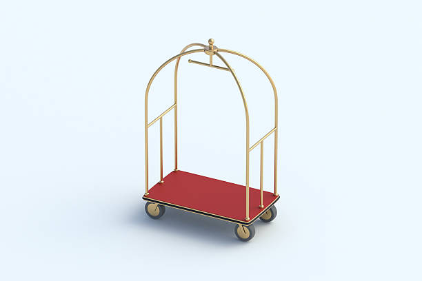 istock Hotel luggage cart on light gray background. Baggage trolley. 3d render 2207007143