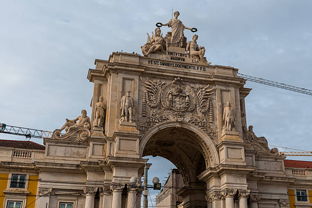 The Triumphal Arch of Praca do Comercio (the Rua Augusta Arch) in Lisbon, Portugal