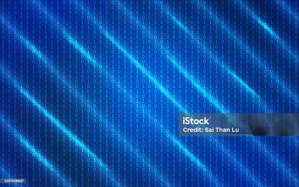 Binary Code Digital Background Blue Abstract Technology Data Matrix ...