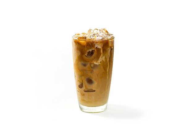istock Ice latte coffee put on wooden plates in white background, isolate concept. 2207019172