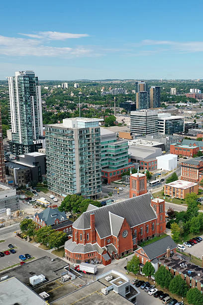 istock Aerial vertical of Kitchener, Canada in late summer 2207019833