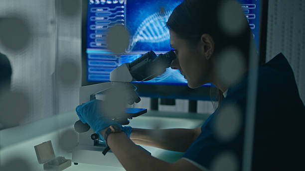 istock Female scientist making genetic research and modifications in modern laboratory 2207024965