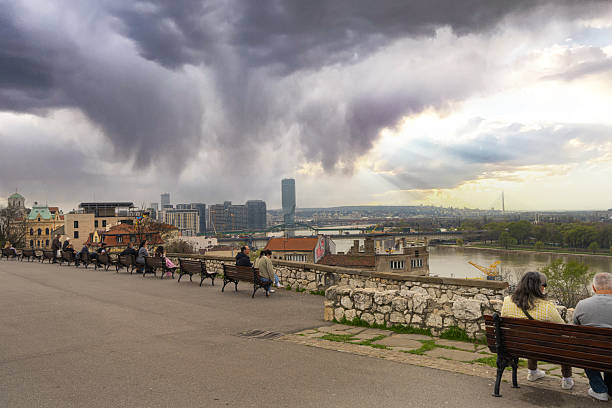Belgrade, Serbia. March 22 2025. panoramic view from Belgrade Fortress in the city center