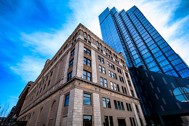 Photograph of historic building in Grand Rapids, MI along the Riverwalk Promenade.