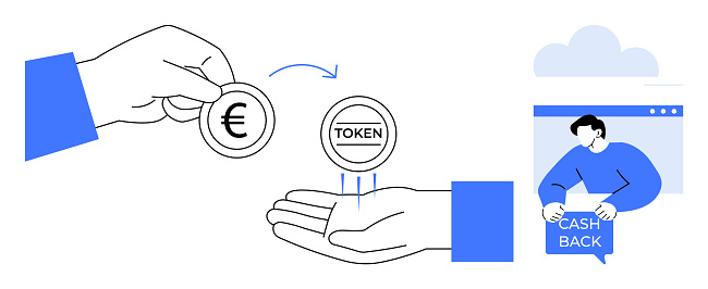 Digital Token Exchange Process With Cashback Concept Stock Illustration ...