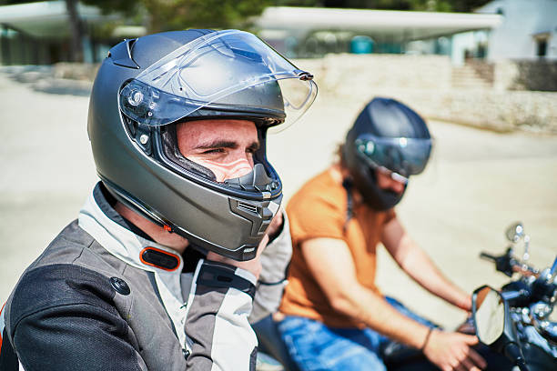 Retro motorcycle helmets in store