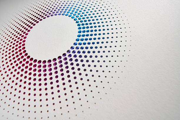 istock Colorful radial halftone gradient cut paper artwork in circular shape on white background, abstract still life design 2207039844
