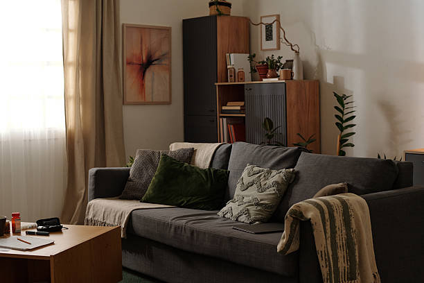 istock Cozy Living Room with Modern Green Decor 2207041576