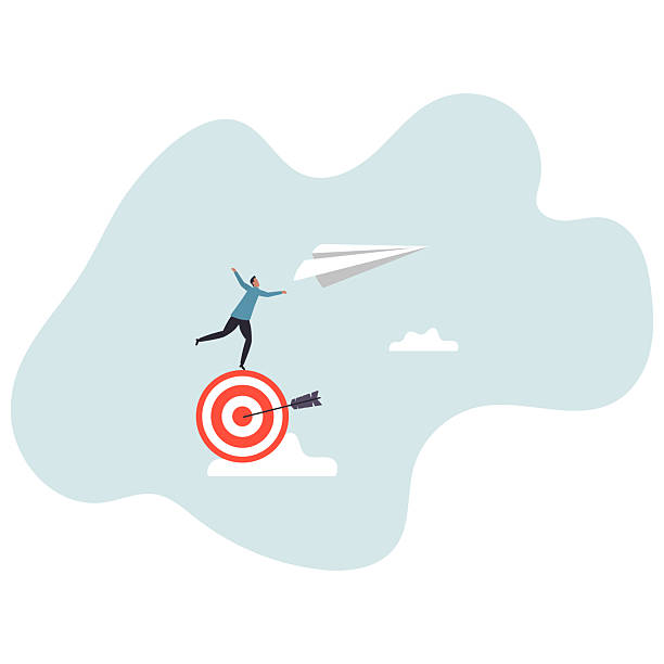 istock Business objective, purpose or target, goal and resolution to aim for success, aspiration and motivation to achieve goal .character for design. 2207042804