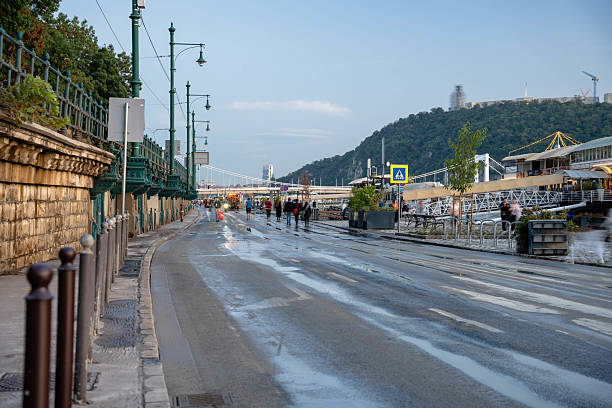 Budapest roads drying after flooding from Storm Boris