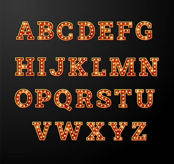 istock Broadway style retro light bulb font, vintage alphabet lamp letters, language uppercase typing symbols vector collection 2207046694