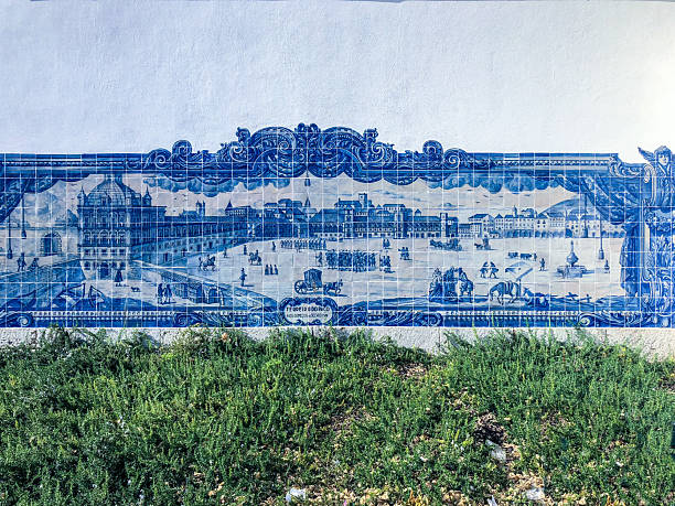 Colorful Portuguese azulejo mural illustrating