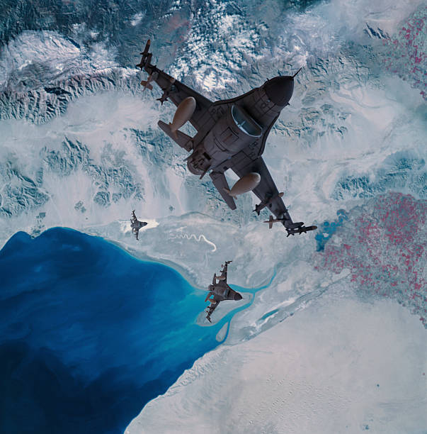Air Force Fighter Jets flying over Mexico. High Above The CityElements of this image furnished by NASA.  NASA Image information:Apollo 9 Mission image - S0-65 Multispectral Photography - MexicoNASA ID: as09-26a-3781aCenter:JSChttps://images.nasa.gov/details/as09-26a-3781ahttps://images-assets.nasa.gov/image/as09-26a-3781a/as09-26a-3781a~orig.jpg