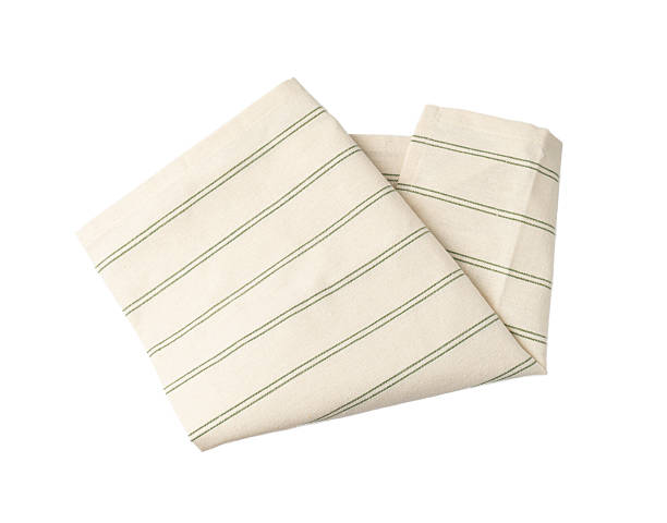 istock White Striped Napkin Cloth Isolated, Vintage Folded Tablecloth, Natural Eco Textile, Cotton Napkin 2207062838