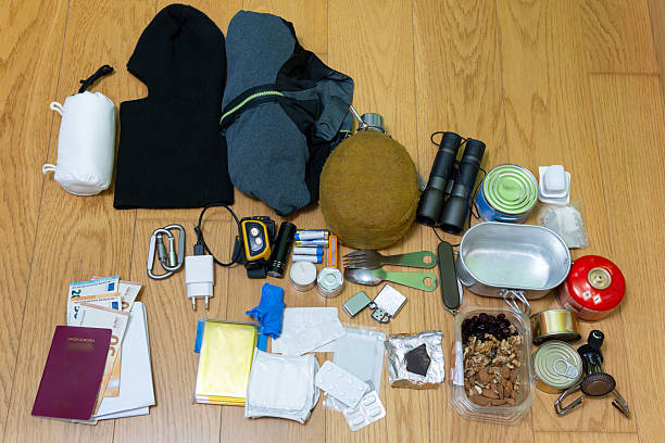 istock European 72-hour survival kit for disasters, wars and emergency planning. Essential items 2207064216