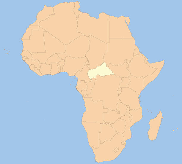 istock National map of CENTRAL AFRICAN REPUBLIC inside African continent 2207064793