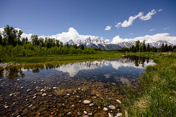 Schwabachers Landing with the Teton Range at Grand Teton National Park in Wyoming