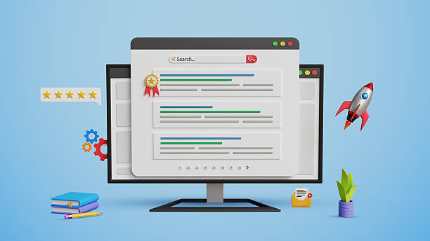 istock Top ranking with SEO, search engine optimization concept. Top search position, promote website, optimize web with SEO, keywords ranking, organic traffic. Web ranking page on computer. 3D illustration 2207095793