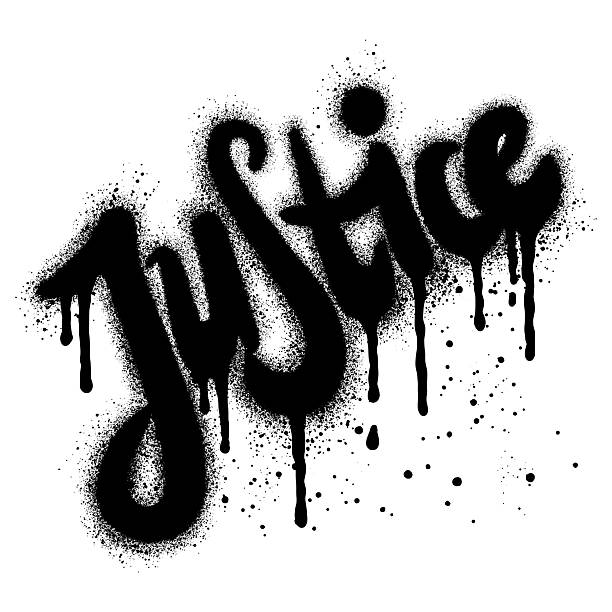 Justice graffiti spray painted in black on white for print, background, poster, sticker.