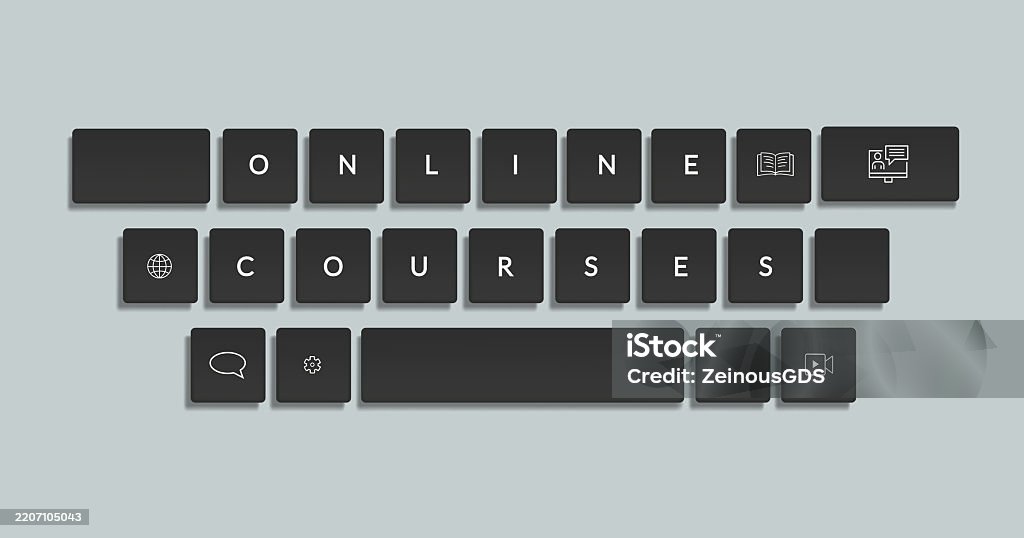 Key Learning Text Simple Image Elearning Vector Concept Design Online Courses Text In Keyboard Keys ...