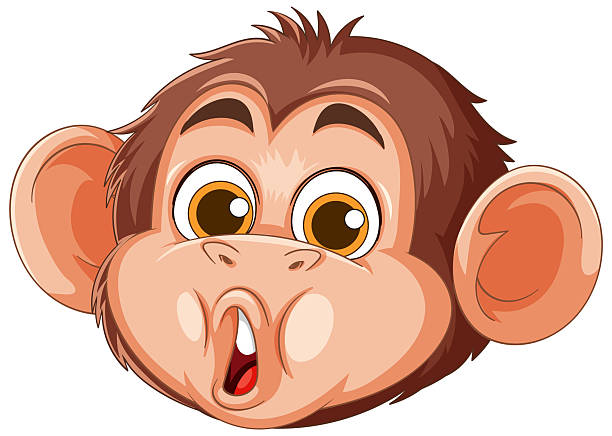 istock Vector illustration of a surprised monkey face with exaggerated features and vibrant colors, showcasing playful and whimsical design 2207109511