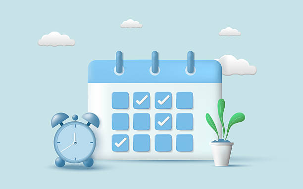 istock Calendar icon with check sign and alarm clock. Work planning, Meeting reminder planner, Office deadline, Business planning, Appointment, Agenda mark date. Planning concept. 3d vector illustration 2207115149