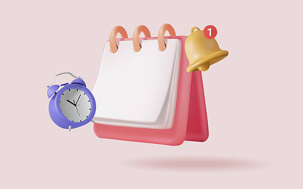 istock 3d vector of Calendar icon with bell notification and alarm clock. Business planning, Appointment, Work planning, Meeting planner, Office deadline,  Agenda. Planning concept. illustration, Eps 10 2207115155