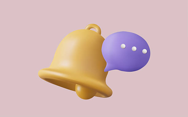 istock 3d vector illustration of bell notification with speech bubble icon. Social Media element, new message, alert or alarm, reminder notification. new notification concept. cartoon minimal style. Eps 10 2207115318