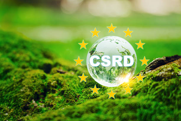 Corporate Sustainability Reporting Directive (CSRD) Concept. The European Union and financial reporting standards regarding sustainability disclosures. stock photo