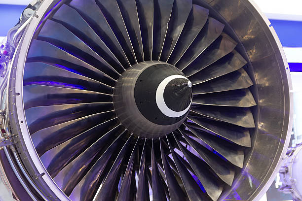 istock Modern aviation engine at the exhibition stand 2207122663