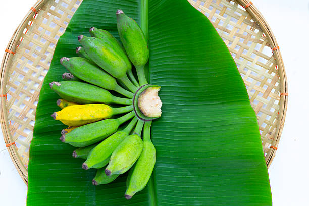 Cultivated banana on banana leaves