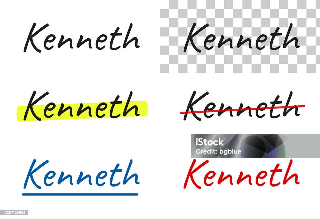 Kenneth Types Kenneth Male Name Handwritten Text Highlighted Crossed Out Underlined ...