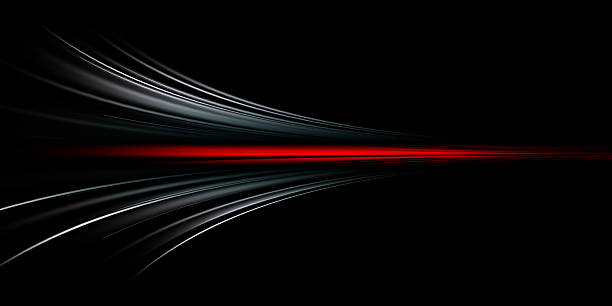 istock Abstract vibrant neon red and gray speed lines on a dark background 2207130859
