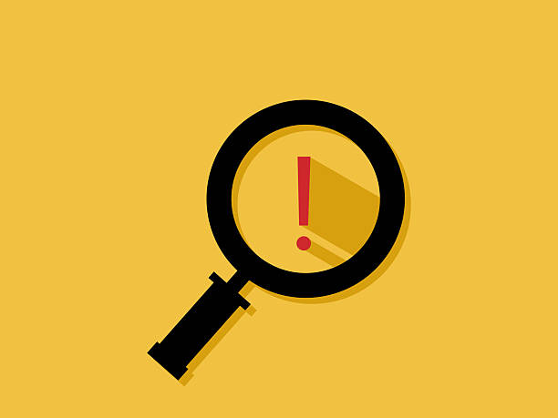 istock Warning of fraudulent information, magnifying glass analyze warning icon 2207133655