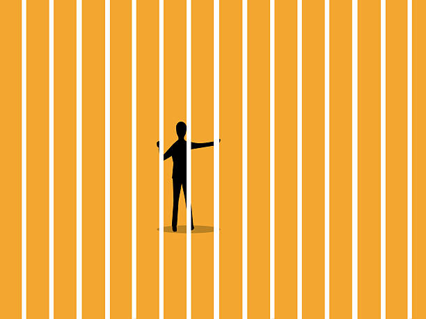 istock Businessman commits crime and is locked in a cage 2207138496