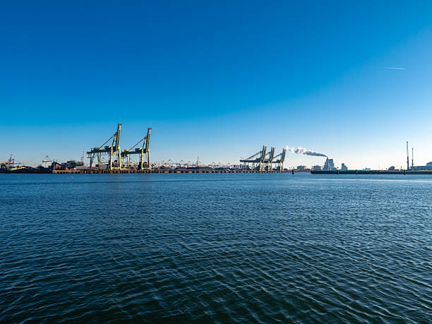 View of a container terminal in rotterdam, Netherlands on the Maasvlakte. With Europahaven, Yangtzehaven.