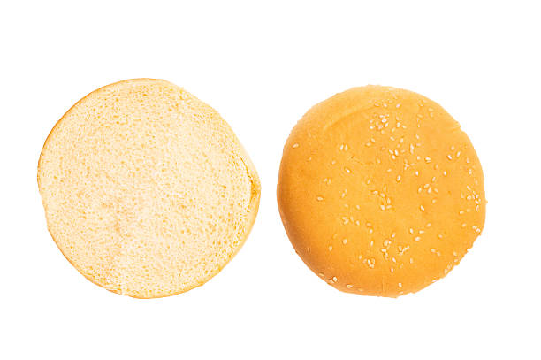 istock Baked burger buns isolated on white background. top view 2207145333
