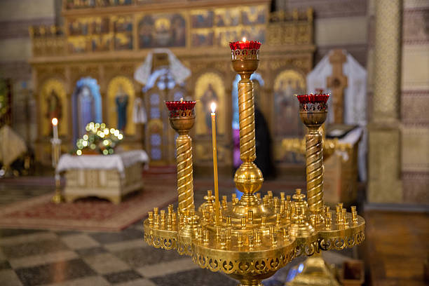 Candlestick in the Orthodox Church closeup.