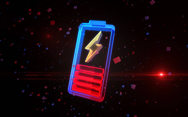 istock Battery energy charge symbol digital concept 3d illustration 2207160259