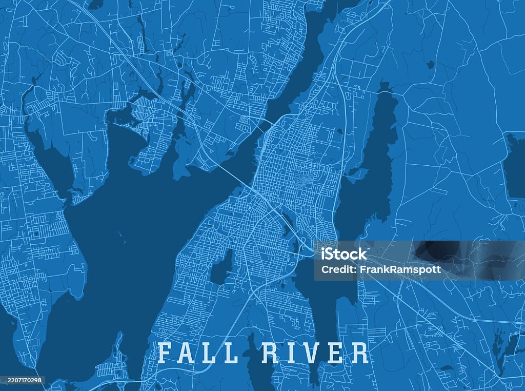 Fall River Zip Code Map Fall River Ma City Vector Road Map Blue Horizontal Stock Illustration ...