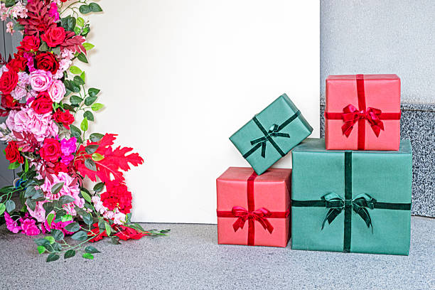 flowers and gifts for a mockup background with congratulations