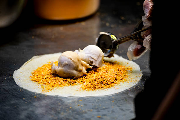 a peanut ice cream roll is presented