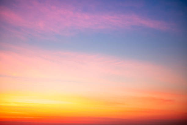 istock Beautiful , luxury soft gradient orange gold clouds and sunlight on the blue sky perfect for the background, take in evening,Twilight, Large size, high definition landscape photo 2207175577