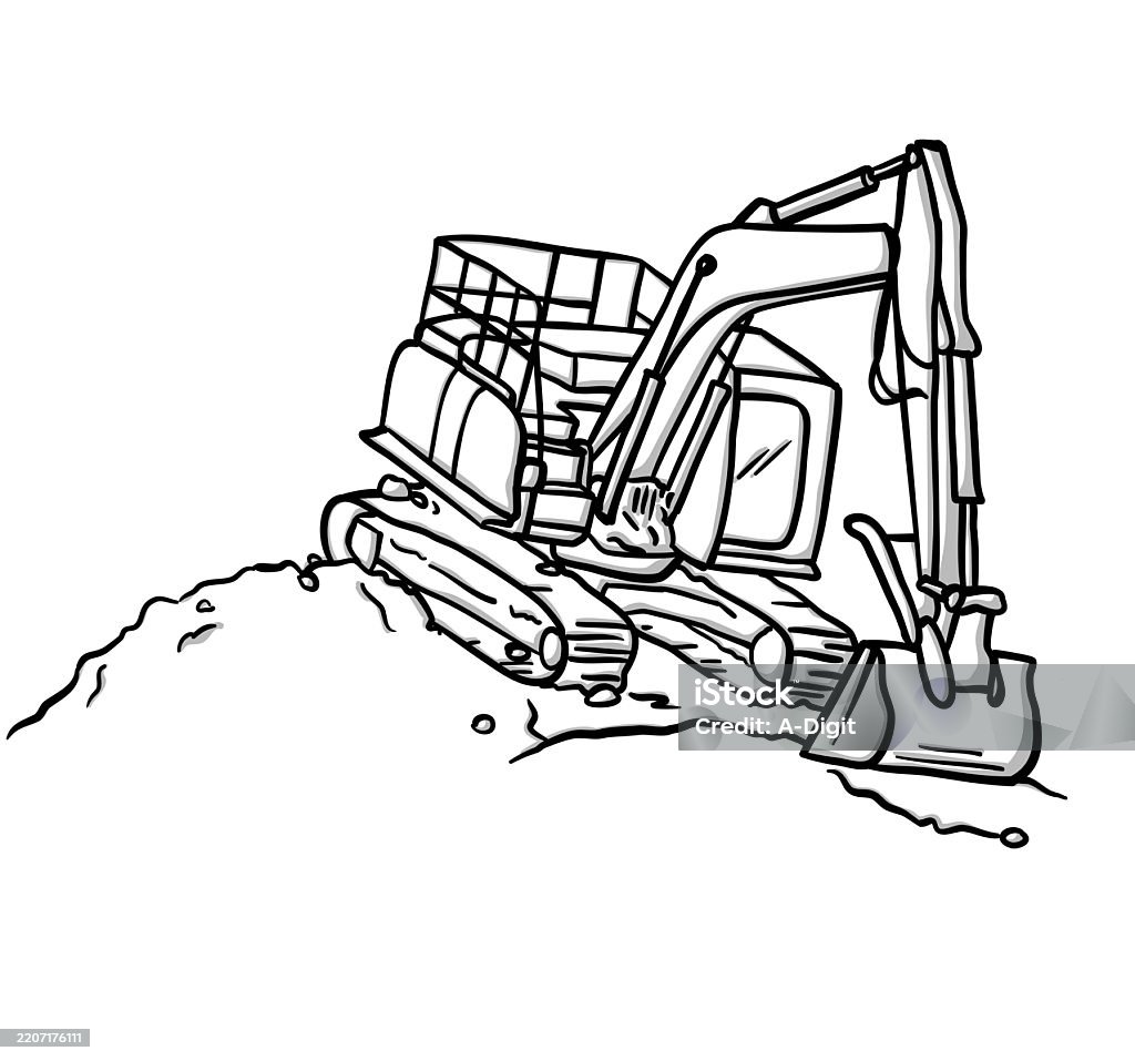 Leveling Work Drawing Groundlevellingheavyequipmentsketch Stock Illustration - Download Image ...