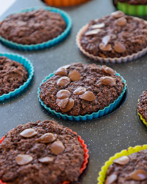 istock chocolate banana muffins on light background 2207176168