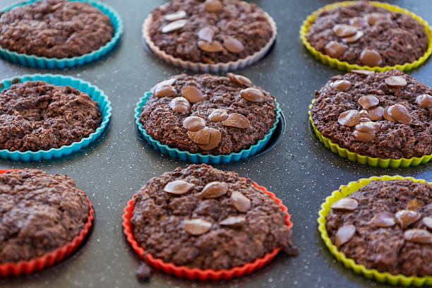 istock chocolate banana muffins on light background 2207176198