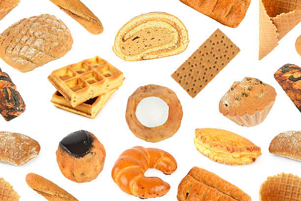 istock Seamless pattern various sweet bread products made of wheat and rye isolated on white 2207190958