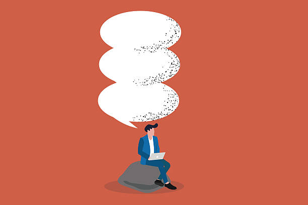 istock Businessman with bubble chat. concept of Business communication, conversation, dialogue, discussion. Minimal design eps10 illustration 2207195909
