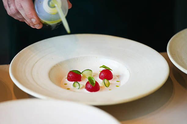istock Chef Plating Watermelon Sorbet Dessert 2207196966