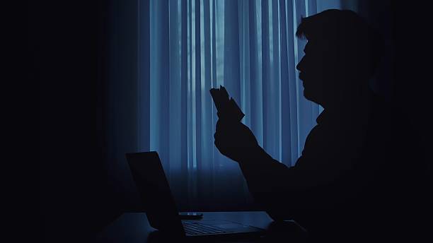 istock Silhouette of a Person in Front of Computer Screen 2207202188
